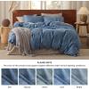 imageBedsure Linen Duvet Cover King  Linen Cotton Blend Duvet Cover Set Light Khaki Color Duvet Cover 3 Pieces 1 Duvet Cover 104 x 90 Inches and 2 Pillowcases Comforter Sold Separately06  Slate Blue No Comforter