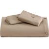 imageBedsure Linen Duvet Cover Queen Size  Linen Cotton Blend Bedding Set Soft ampamp Cozy 3 Pieces 1 Duvet Cover 90x90 Inches and 2 Pillowcases Light Khaki Color Cooling Bedding Comforter Sold Separately17  Brown No Comforter