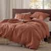 imageBedsure Linen Duvet Cover Queen Size  Linen Cotton Blend Bedding Set Soft ampamp Cozy 3 Pieces 1 Duvet Cover 90x90 Inches and 2 Pillowcases Light Khaki Color Cooling Bedding Comforter Sold Separately19  Burnt Orange No Comforter