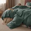 imageBedsure Linen Duvet Cover Queen Size  Linen Cotton Blend Bedding Set Soft ampamp Cozy 3 Pieces 1 Duvet Cover 90x90 Inches and 2 Pillowcases Light Khaki Color Cooling Bedding Comforter Sold Separately05  Forest Green No Comforter