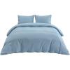 imageBedsure Linen Duvet Cover Queen Size  Linen Cotton Blend Bedding Set Soft ampamp Cozy 3 Pieces 1 Duvet Cover 90x90 Inches and 2 Pillowcases Light Khaki Color Cooling Bedding Comforter Sold Separately02  Grey Blue No Comforter