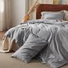 imageBedsure Linen Duvet Cover Queen Size  Linen Cotton Blend Bedding Set Soft ampamp Cozy 3 Pieces 1 Duvet Cover 90x90 Inches and 2 Pillowcases Light Khaki Color Cooling Bedding Comforter Sold Separately02  Grey No Comforter