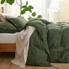 imageBedsure Linen Duvet Cover Queen Size  Linen Cotton Blend Bedding Set Soft ampamp Cozy 3 Pieces 1 Duvet Cover 90x90 Inches and 2 Pillowcases Light Khaki Color Cooling Bedding Comforter Sold Separately14  Olive Green No Comforter