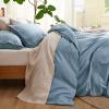 imageBedsure Linen Duvet Cover Queen Size  Linen Cotton Blend Bedding Set Soft ampamp Cozy 3 Pieces 1 Duvet Cover 90x90 Inches and 2 Pillowcases Light Khaki Color Cooling Bedding Comforter Sold Separately02  Grey Blue No Comforter