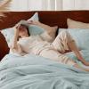 imageBedsure Linen Duvet Cover Queen Size  Linen Cotton Blend Bedding Set Soft ampamp Cozy 3 Pieces 1 Duvet Cover 90x90 Inches and 2 Pillowcases Light Khaki Color Cooling Bedding Comforter Sold Separately32  Spa Blue No Comforter