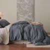 imageBedsure Linen Duvet Cover Queen Size  Linen Cotton Blend Bedding Set Soft ampamp Cozy 3 Pieces 1 Duvet Cover 90x90 Inches and 2 Pillowcases Light Khaki Color Cooling Bedding Comforter Sold Separately03  Dark Grey No Comforter