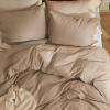 imageBedsure Linen Duvet Cover Queen Size  Linen Cotton Blend Bedding Set Soft ampamp Cozy 3 Pieces 1 Duvet Cover 90x90 Inches and 2 Pillowcases Light Khaki Color Cooling Bedding Comforter Sold Separately17  Brown No Comforter
