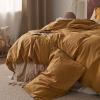imageBedsure Linen Duvet Cover Queen Size  Linen Cotton Blend Bedding Set Soft ampamp Cozy 3 Pieces 1 Duvet Cover 90x90 Inches and 2 Pillowcases Light Khaki Color Cooling Bedding Comforter Sold Separately08  Pumpkin Yellow No Comforter