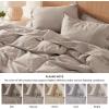 imageBedsure Linen Duvet Cover Queen Size  Linen Cotton Blend Bedding Set Soft ampamp Cozy 3 Pieces 1 Duvet Cover 90x90 Inches and 2 Pillowcases Light Khaki Color Cooling Bedding Comforter Sold Separately16 Warm Tan No Comforter