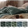 imageBedsure Linen Duvet Cover Queen Size  Linen Cotton Blend Bedding Set Soft ampamp Cozy 3 Pieces 1 Duvet Cover 90x90 Inches and 2 Pillowcases Light Khaki Color Cooling Bedding Comforter Sold Separately13  Dark Green No Comforter