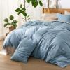 imageBedsure Linen Duvet Cover Queen Size  Linen Cotton Blend Bedding Set Soft ampamp Cozy 3 Pieces 1 Duvet Cover 90x90 Inches and 2 Pillowcases Light Khaki Color Cooling Bedding Comforter Sold Separately02  Grey Blue No Comforter