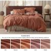 imageBedsure Linen Duvet Cover Queen Size  Linen Cotton Blend Bedding Set Soft ampamp Cozy 3 Pieces 1 Duvet Cover 90x90 Inches and 2 Pillowcases Light Khaki Color Cooling Bedding Comforter Sold Separately32  Terracotta No Comforter