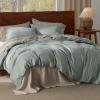 imageBedsure Linen Duvet Cover Queen Size  Linen Cotton Blend Bedding Set Soft ampamp Cozy 3 Pieces 1 Duvet Cover 90x90 Inches and 2 Pillowcases Light Khaki Color Cooling Bedding Comforter Sold Separately12  Sage Green No Comforter