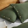 imageBedsure Linen Duvet Cover Queen Size  Linen Cotton Blend Bedding Set Soft ampamp Cozy 3 Pieces 1 Duvet Cover 90x90 Inches and 2 Pillowcases Light Khaki Color Cooling Bedding Comforter Sold Separately14  Olive Green No Comforter