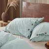 imageBedsure Linen Duvet Cover Queen Size  Linen Cotton Blend Bedding Set Soft ampamp Cozy 3 Pieces 1 Duvet Cover 90x90 Inches and 2 Pillowcases Light Khaki Color Cooling Bedding Comforter Sold Separately32  Spa Blue No Comforter
