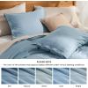 imageBedsure Linen Duvet Cover Queen Size  Linen Cotton Blend Bedding Set Soft ampamp Cozy 3 Pieces 1 Duvet Cover 90x90 Inches and 2 Pillowcases Light Khaki Color Cooling Bedding Comforter Sold Separately02  Grey Blue No Comforter