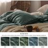 imageBedsure Linen Duvet Cover Queen Size  Linen Cotton Blend Bedding Set Soft ampamp Cozy 3 Pieces 1 Duvet Cover 90x90 Inches and 2 Pillowcases Light Khaki Color Cooling Bedding Comforter Sold Separately05  Forest Green No Comforter