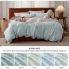 imageBedsure Linen Duvet Cover Queen Size  Linen Cotton Blend Bedding Set Soft ampamp Cozy 3 Pieces 1 Duvet Cover 90x90 Inches and 2 Pillowcases Light Khaki Color Cooling Bedding Comforter Sold Separately32  Spa Blue No Comforter
