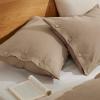imageBedsure Linen Duvet Cover Queen Size  Linen Cotton Blend Bedding Set Soft ampamp Cozy 3 Pieces 1 Duvet Cover 90x90 Inches and 2 Pillowcases Light Khaki Color Cooling Bedding Comforter Sold Separately17  Brown No Comforter