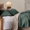 imageBedsure Linen Duvet Cover Queen Size  Linen Cotton Blend Bedding Set Soft ampamp Cozy 3 Pieces 1 Duvet Cover 90x90 Inches and 2 Pillowcases Light Khaki Color Cooling Bedding Comforter Sold Separately13  Dark Green No Comforter