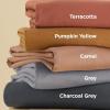 imageBedsure Linen Duvet Cover Queen Size  Linen Cotton Blend Bedding Set Soft ampamp Cozy 3 Pieces 1 Duvet Cover 90x90 Inches and 2 Pillowcases Light Khaki Color Cooling Bedding Comforter Sold Separately19  Burnt Orange No Comforter