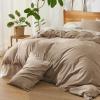 imageBedsure Linen Duvet Cover Queen Size  Linen Cotton Blend Bedding Set Soft ampamp Cozy 3 Pieces 1 Duvet Cover 90x90 Inches and 2 Pillowcases Light Khaki Color Cooling Bedding Comforter Sold Separately17  Brown No Comforter
