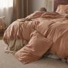 imageBedsure Linen Duvet Cover Queen Size  Linen Cotton Blend Bedding Set Soft ampamp Cozy 3 Pieces 1 Duvet Cover 90x90 Inches and 2 Pillowcases Light Khaki Color Cooling Bedding Comforter Sold Separately32  Dusty Orange No Comforter