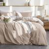 imageBedsure Linen Duvet Cover Queen Size  Linen Cotton Blend Bedding Set Soft ampamp Cozy 3 Pieces 1 Duvet Cover 90x90 Inches and 2 Pillowcases Light Khaki Color Cooling Bedding Comforter Sold Separately04  Khaki No Comforter