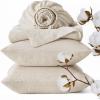 imageBedsure Linen Sheets  Queen Size Bed Blend from Linen Cotton Bedsheets Breathable Cotton Bedsheets Gifts for All Seasons 4 Pieces Linen01  Linen