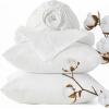 imageBedsure Linen Sheets  Queen Size Bed Blend from Linen Cotton Bedsheets Breathable Cotton Bedsheets Gifts for All Seasons 4 Pieces Linen02  Pure White
