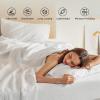 imageBedsure Linen Sheets  Queen Size Bed Blend from Linen Cotton Bedsheets Breathable Cotton Bedsheets Gifts for All Seasons 4 Pieces Linen02  Pure White