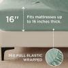 imageBedsure Linen Sheets  Queen Size Bed Blend from Linen Cotton Bedsheets Breathable Cotton Bedsheets Gifts for All Seasons 4 Pieces Linen03  Green