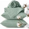 imageBedsure Linen Sheets  Queen Size Bed Blend from Linen Cotton Bedsheets Breathable Cotton Bedsheets Gifts for All Seasons 4 Pieces Linen03  Green