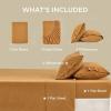 imageBedsure Linen Sheets  Queen Size Bed Blend from Linen Cotton Bedsheets Breathable Cotton Bedsheets Gifts for All Seasons 4 Pieces Linen04  Pumpkin Yellow