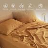 imageBedsure Linen Sheets  Queen Size Bed Blend from Linen Cotton Bedsheets Breathable Cotton Bedsheets Gifts for All Seasons 4 Pieces Linen04  Pumpkin Yellow