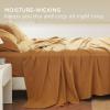 imageBedsure Linen Sheets  Queen Size Bed Blend from Linen Cotton Bedsheets Breathable Cotton Bedsheets Gifts for All Seasons 4 Pieces Linen04  Pumpkin Yellow