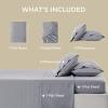 imageBedsure Linen Sheets  Queen Size Bed Blend from Linen Cotton Bedsheets Breathable Cotton Bedsheets Gifts for All Seasons 4 Pieces Linen05  Light Grey