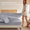 imageBedsure Linen Sheets  Queen Size Bed Blend from Linen Cotton Bedsheets Breathable Cotton Bedsheets Gifts for All Seasons 4 Pieces Linen05  Light Grey