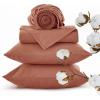 imageBedsure Linen Sheets  Queen Size Bed Blend from Linen Cotton Bedsheets Breathable Cotton Bedsheets Gifts for All Seasons 4 Pieces Linen06  Terracotta