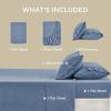 imageBedsure Linen Sheets  Queen Size Bed Blend from Linen Cotton Bedsheets Breathable Cotton Bedsheets Gifts for All Seasons 4 Pieces Linen07  Blue