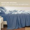 imageBedsure Linen Sheets  Queen Size Bed Blend from Linen Cotton Bedsheets Breathable Cotton Bedsheets Gifts for All Seasons 4 Pieces Linen07  Blue