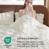 imageBedsure Luxurious Faux Fur Duvet Cover Queen Size Set  Ultra Soft ampamp Fluffy ampamp Cozy ampamp Warm  Elegant Shaggy Bubble Design Bedding with Duvet Cover and Pillow Shams Coconut White
