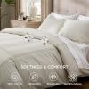 imageBedsure Luxury Hotel Duvet Cover Queen Size 100 White Cotton Embroidery Bedding Set Includes 1 Duvet Cover 90x90 Inches with Zipper Closure ampamp 2 Pillow Shams Comforter Sold Separately01  Rope Linen No Comforter