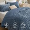 imageBedsure Luxury Velvet Quilt King Size Set  Lightweight Velvet Comforter King Corduroy Cloud Bedspread Coverlet Quilted Bedding Set Soft Winter Quilt with 2 Pillow Shams 106quotx96quot Ivory White03  Blue