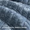 imageBedsure Luxury Velvet Quilt King Size Set  Lightweight Velvet Comforter King Corduroy Cloud Bedspread Coverlet Quilted Bedding Set Soft Winter Quilt with 2 Pillow Shams 106quotx96quot Ivory White03  Blue