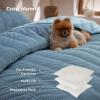 imageBedsure Luxury Velvet Quilt King Size Set  Lightweight Velvet Comforter King Corduroy Cloud Bedspread Coverlet Quilted Bedding Set Soft Winter Quilt with 2 Pillow Shams 106quotx96quot Ivory White08  Dusty Blue
