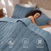 imageBedsure Luxury Velvet Quilt King Size Set  Lightweight Velvet Comforter King Corduroy Cloud Bedspread Coverlet Quilted Bedding Set Soft Winter Quilt with 2 Pillow Shams 106quotx96quot Ivory White08  Dusty Blue
