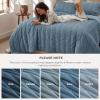 imageBedsure Luxury Velvet Quilt King Size Set  Lightweight Velvet Comforter King Corduroy Cloud Bedspread Coverlet Quilted Bedding Set Soft Winter Quilt with 2 Pillow Shams 106quotx96quot Ivory White08  Dusty Blue