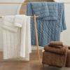 imageBedsure Luxury Velvet Quilt King Size Set  Lightweight Velvet Comforter King Corduroy Cloud Bedspread Coverlet Quilted Bedding Set Soft Winter Quilt with 2 Pillow Shams 106quotx96quot Ivory White08  Dusty Blue