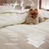 imageBedsure Luxury Velvet Quilt King Size Set  Lightweight Velvet Comforter King Corduroy Cloud Bedspread Coverlet Quilted Bedding Set Soft Winter Quilt with 2 Pillow Shams 106quotx96quot Ivory White06  Ivory White